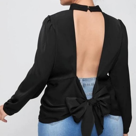 Backless Puff Sleeve Blouse - Picture 1 of 2